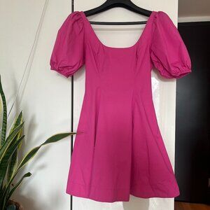 Pink Staud Dress with Puff Sleeves